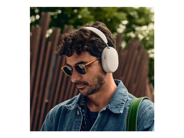 Sonos Ace - Hodetelefoner med mikrofon - full størrelse - Bluetooth - kablet, trådløs - aktiv støydemping - bløt hvitt