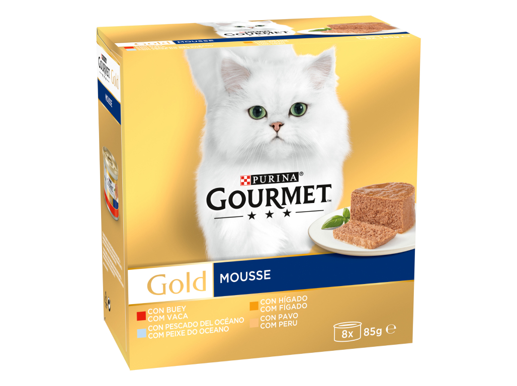 COMIDA HÚMIDA PARA GATO GOURMET GOLD MOUSSE 8X85G