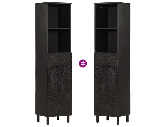 VIDAXL - Armoire de salle de bain noir 38x33x160 cm bois massif mangu...