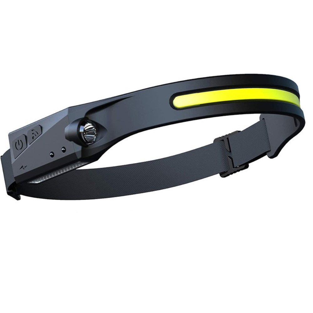 Running Stirnlampe COB LED Kopflampe IPX6 mit 4 Leuchtmodis und Gestensteuerung zum Wandern / Joggen / Radfahren (350 Lumen) - Schwarz