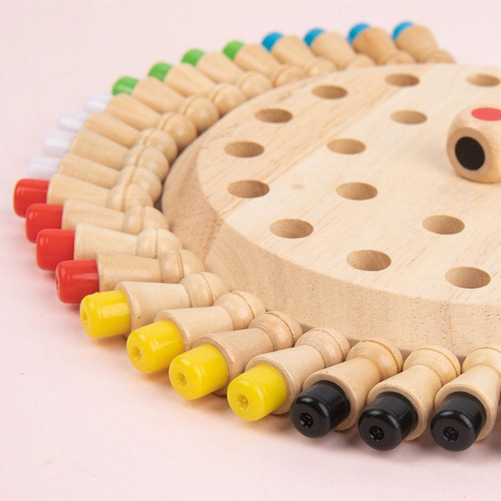 (Ø16cm) Holz Gedächtnis Spiel IQ Farben Memory Gehirn Training Strategiespiel - Braun