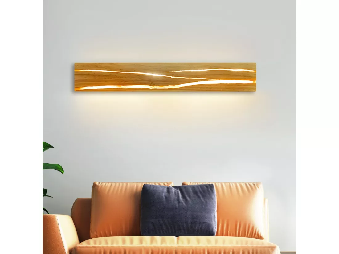 NETTLIFE Applique Murale LED Applique Intérieure Bois Moderne Couloir Lampe 3000K Blanc Chaud 50CM Lampe de Salon Indirecte 8W