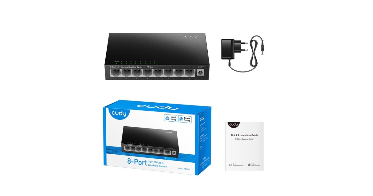 Cudy8-Port 10/100 Mbps Desktop Switch  (Zwart)