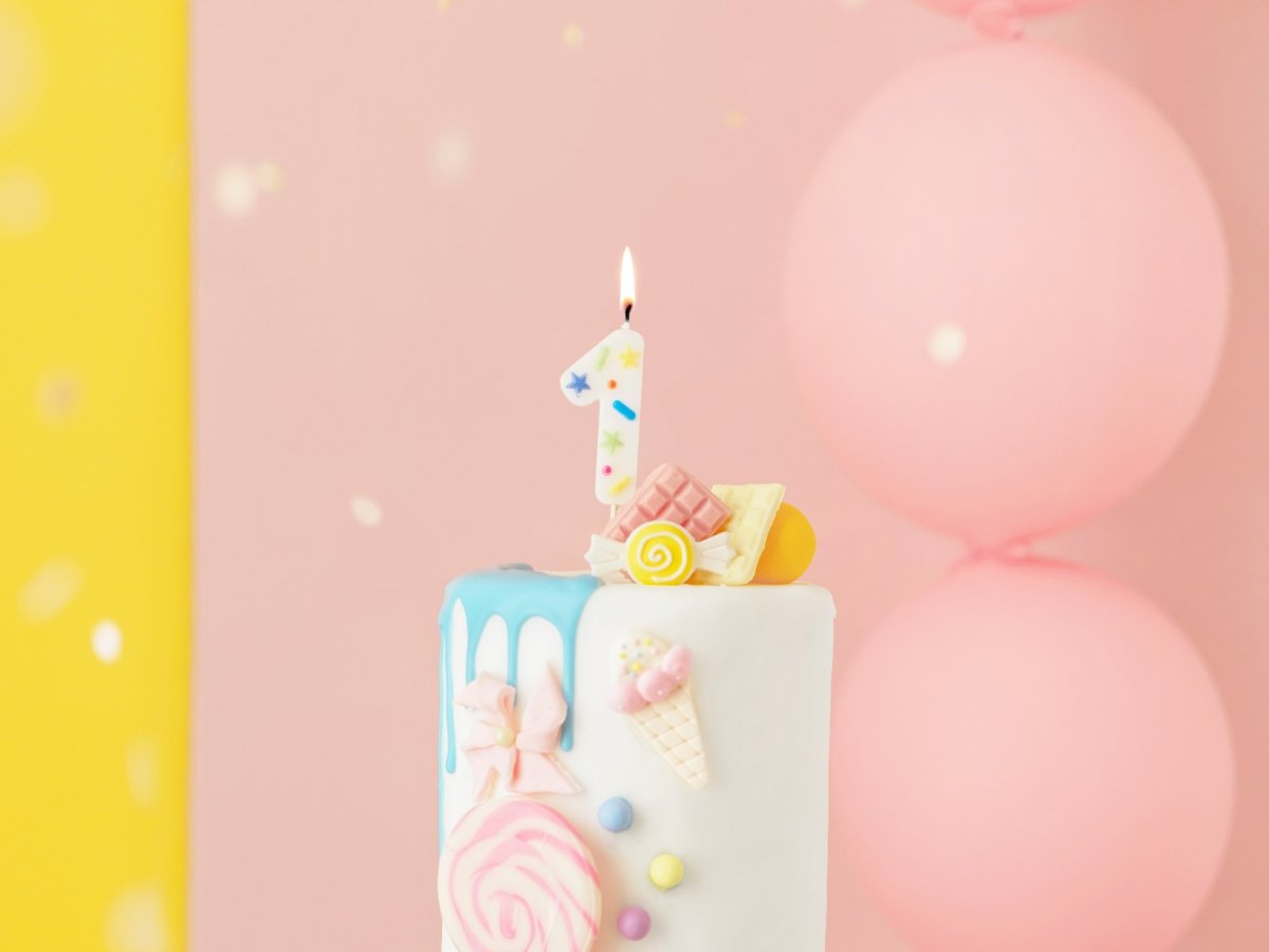 1 Jaar Kaars Gekleurd 10cm