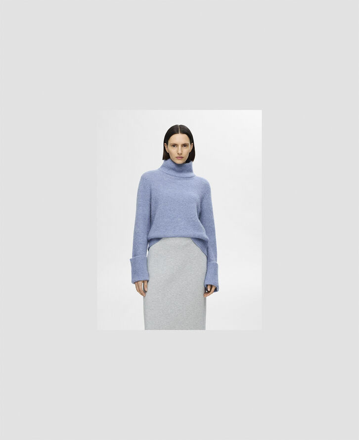 Selected Femme SLFSIA RAS LS ALPACA BLEND KNIT HIGH NECK Endless sky/melange