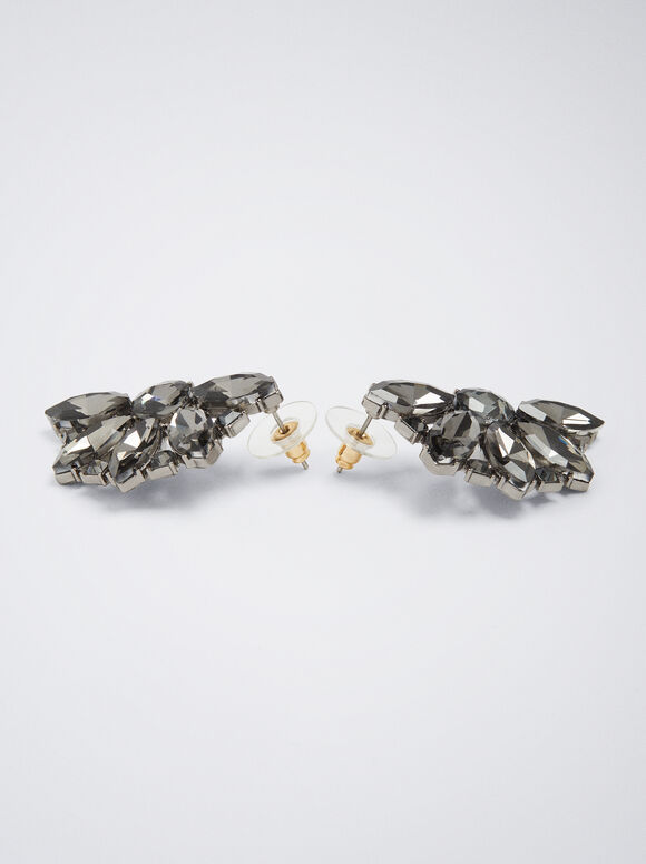 Pendientes Con Cristales - Negro