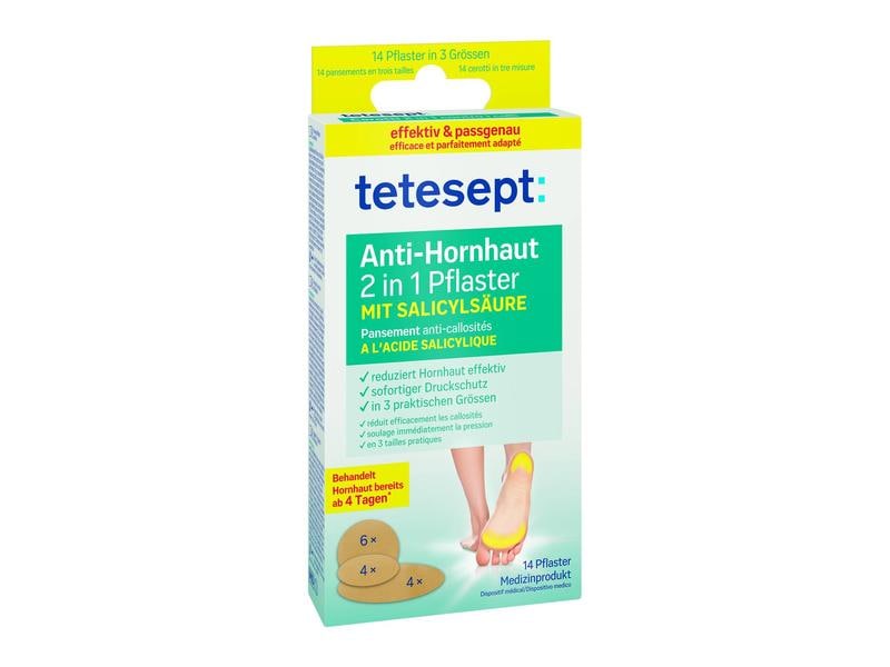 tetesept foot care Anti-Hornhaut Pflaster 14 Stück Effektive Anti-Hornhaut 2 in 1 Pflaster