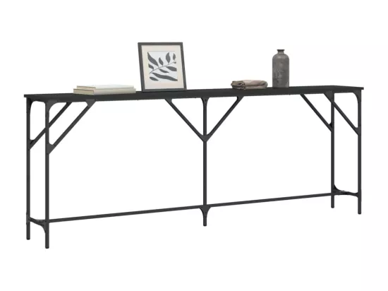 Table console noir 200x29x75 cm bois d'ingénierie