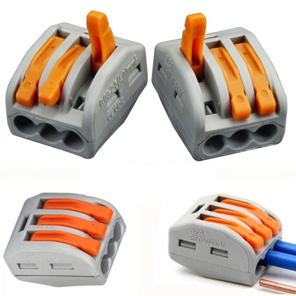 (15er Set) 5-fach Kabel Verbinder Kit Schnell Installations Klemmen - Grau / Orange
