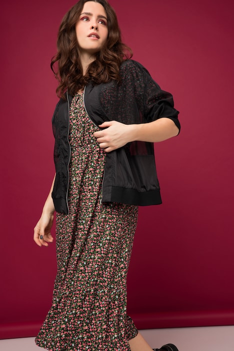 Blouson, oversized, transparenter Chiffon, Langarm