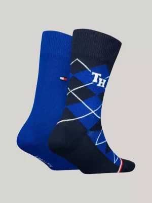 Pacote com 2 pares de meias clássicas com estampa de losangos.