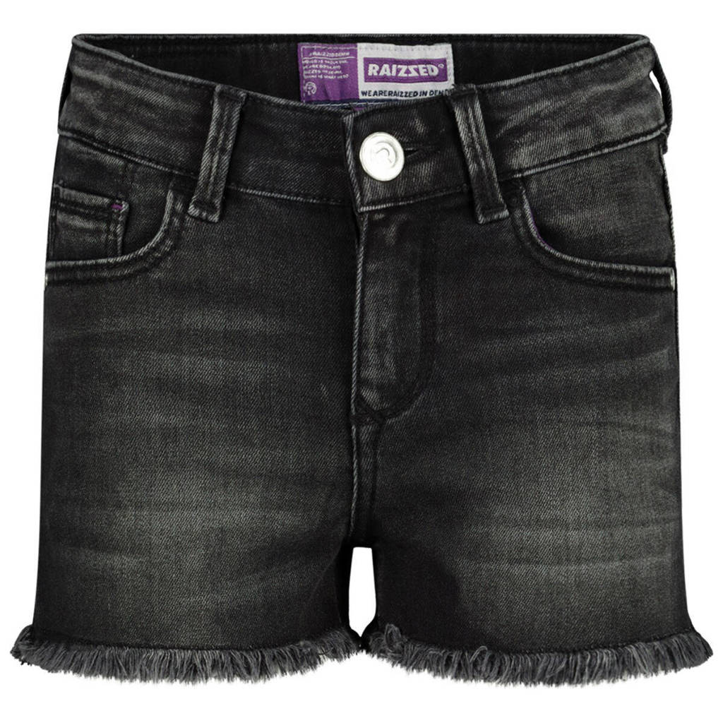 Raizzed high waist denim short Louisiana dark grey stone