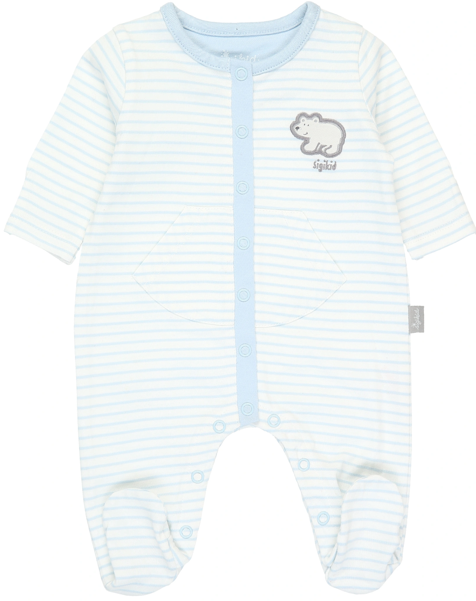 Strampler CLASSIC BOY mit Fuß gestreift in blau