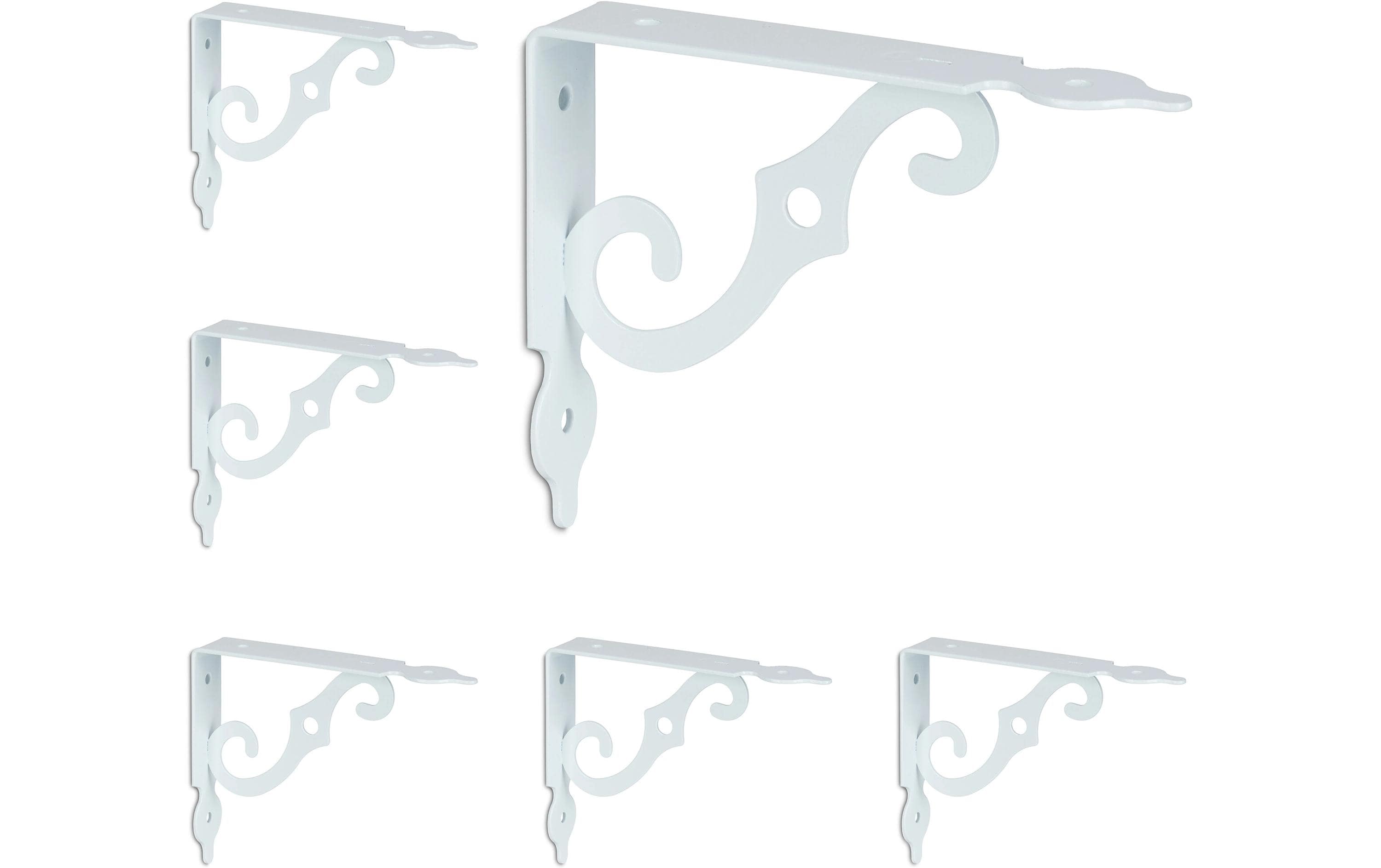 Regalträger Antik 6er Set, 11 x 14 cm, WeissRegalhalterungen