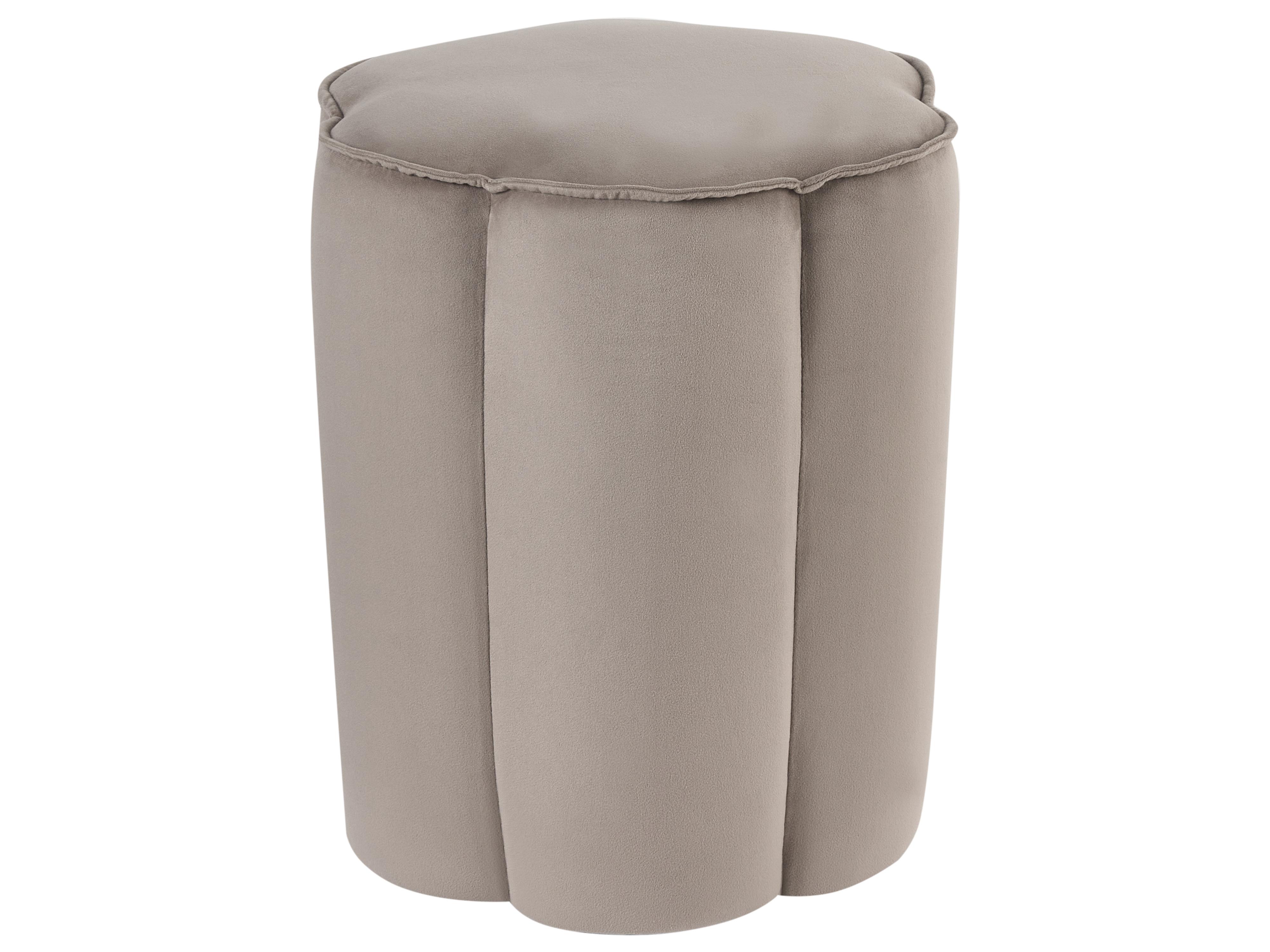 Poef TAPPEN Fluweel Taupe