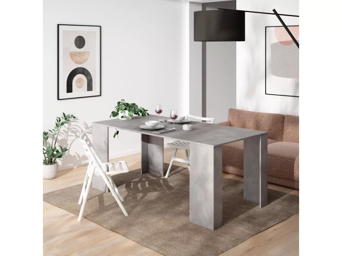 Table console extensible, 180, Pour 8 personnes, Table à Manger, Ciment