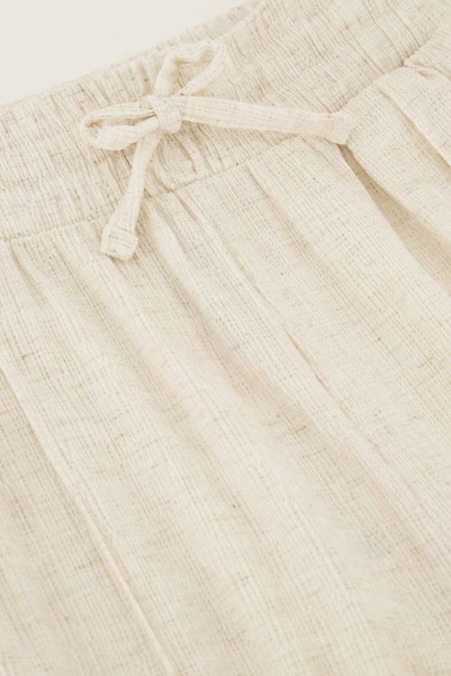 Beige linnen look pantalon met pintuck