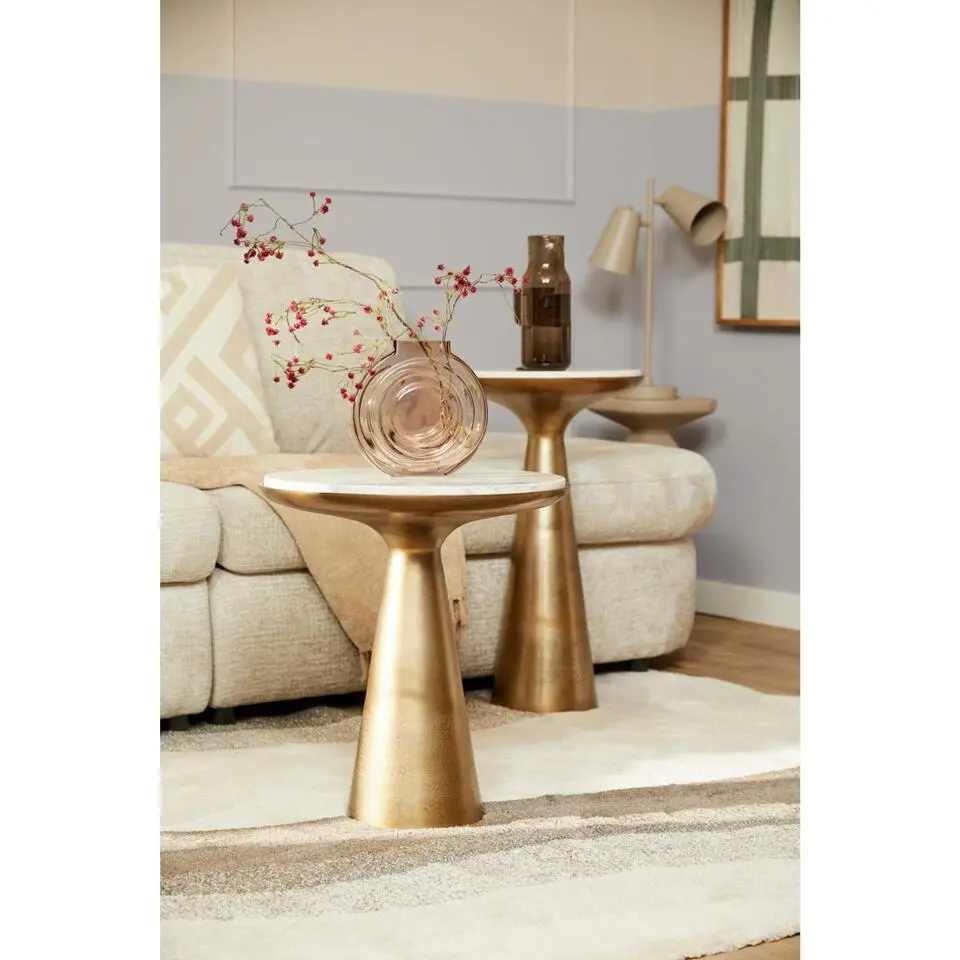 StarFurn - Bijzettafel Essy Ø45 cm - wit marmer