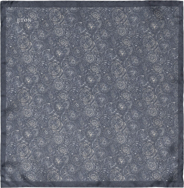ETON Dark Blue Motif Silk Pocket Square Blå