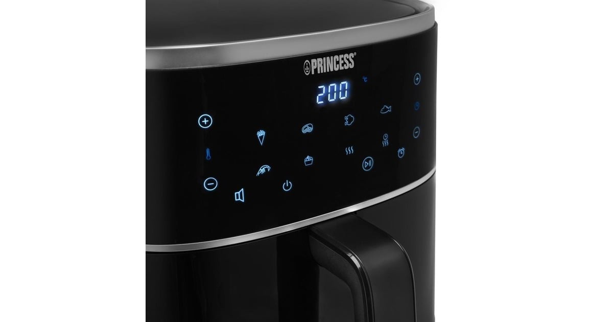 Princess182238 Digitale Airfryer 4L heteluchtfriteuse  (Zwart, 4 liter | hetelucht | verstelbaar Airfryer rek | BPA-vrij)