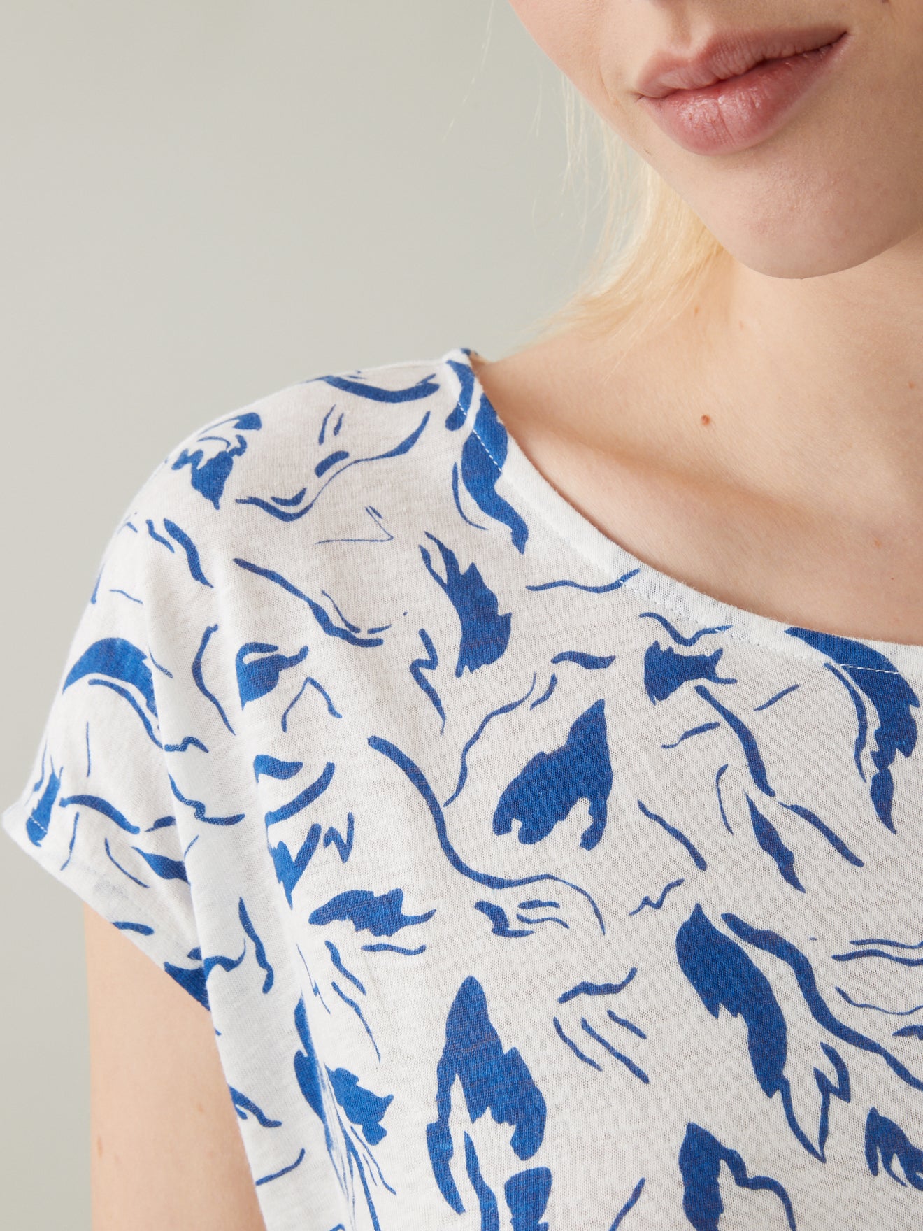 T-shirt femme lin et viscose imprimé Iris