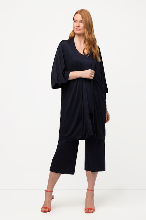 Kimono, Slinky-Piqué, Stehkragen, Halbarm