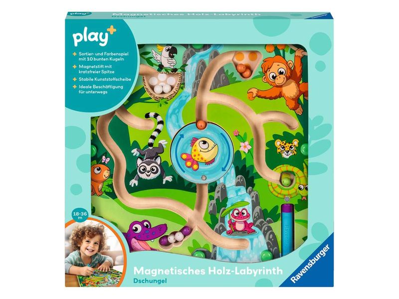 play  Magnetlabyrinth Dschungel Lustiges Geschicklichkeitsspiel mit bunten Holzperlen zum Sortieren