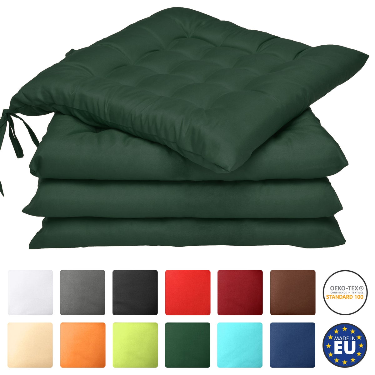 Beautissu Lea stoelkussen 40x40x5cm donkergroen (4 stuks)
