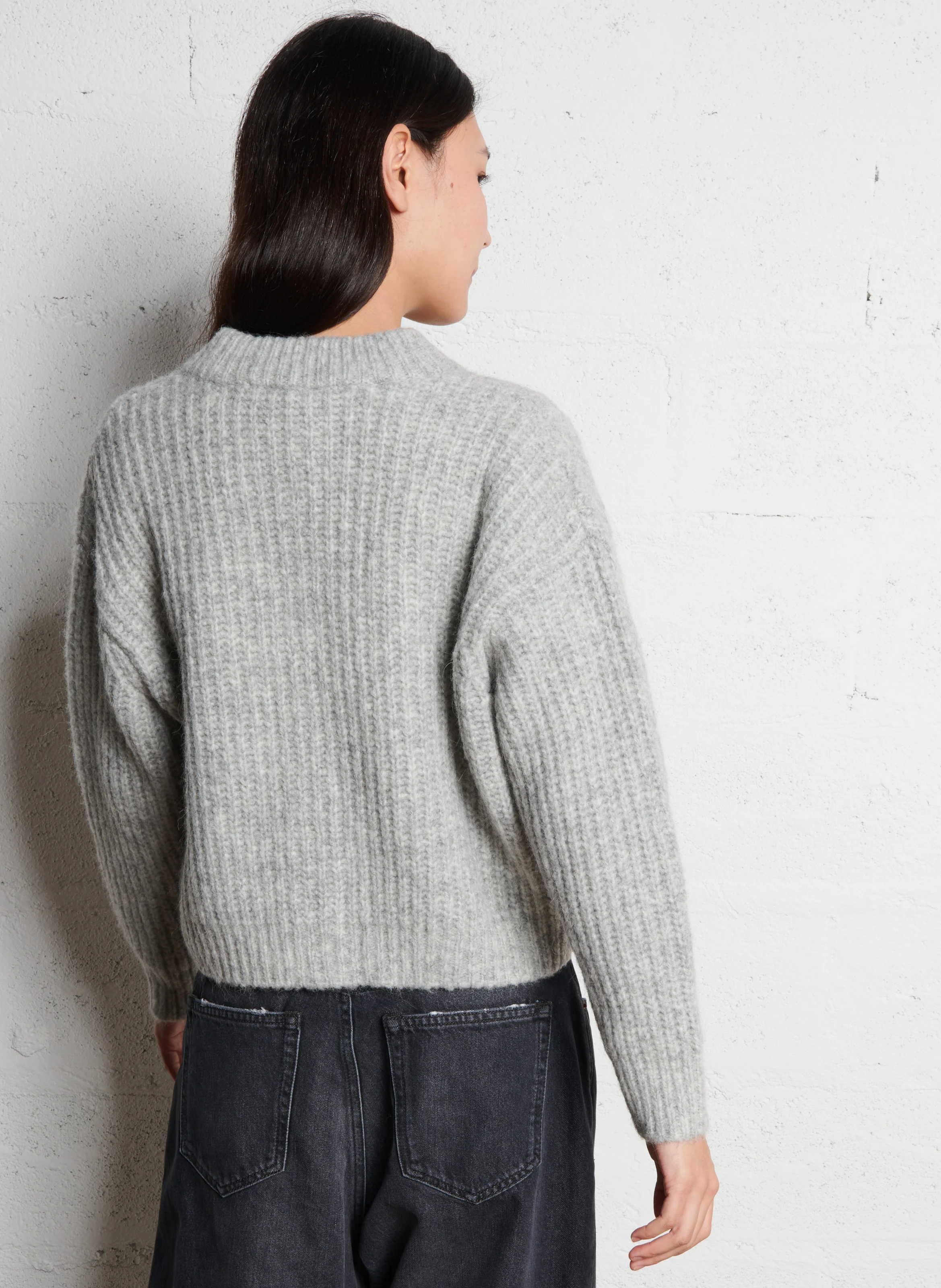 ADYKA - Gilet col rond en laine mélangée | Gris