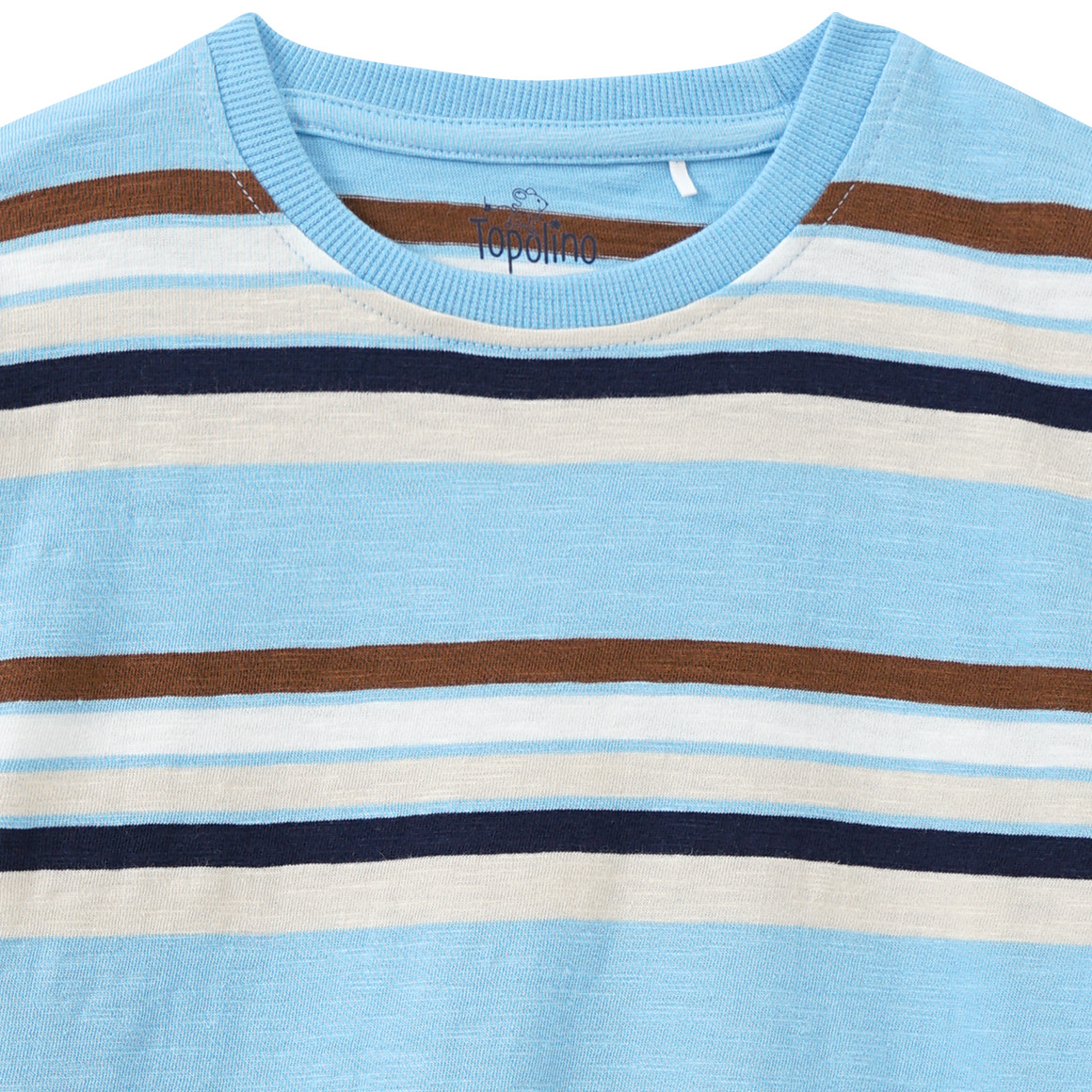 Topolino Jungen Langarmshirt mit Blockstreifen hellblau / beige / braun
