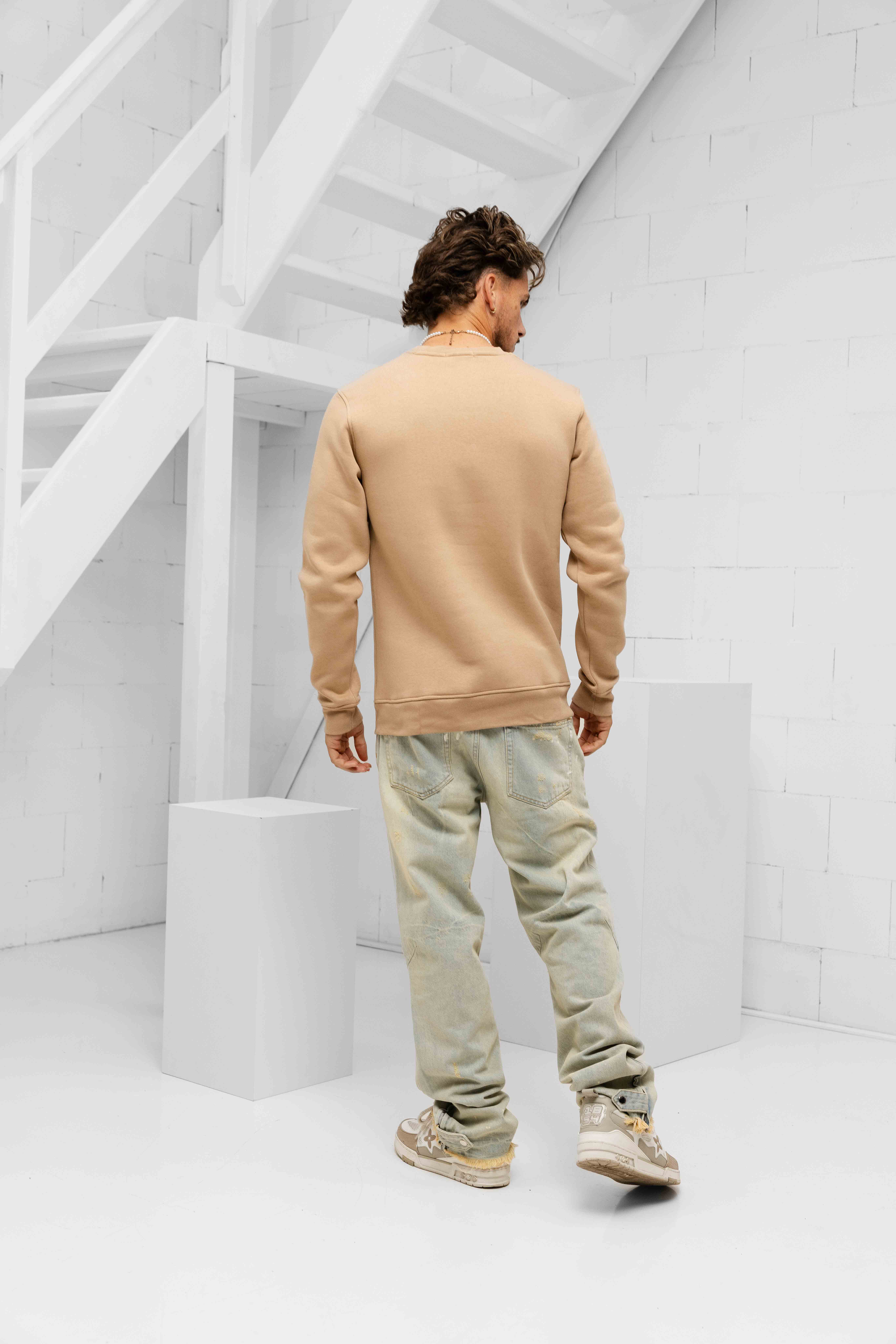 24 Uomo Basic Sweater Bruin Heren