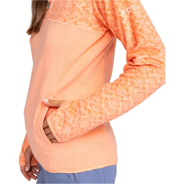 Sweat polaire ROXY SAYNA HALF ZIP PEACH PINK ROXYGRAM TONAL