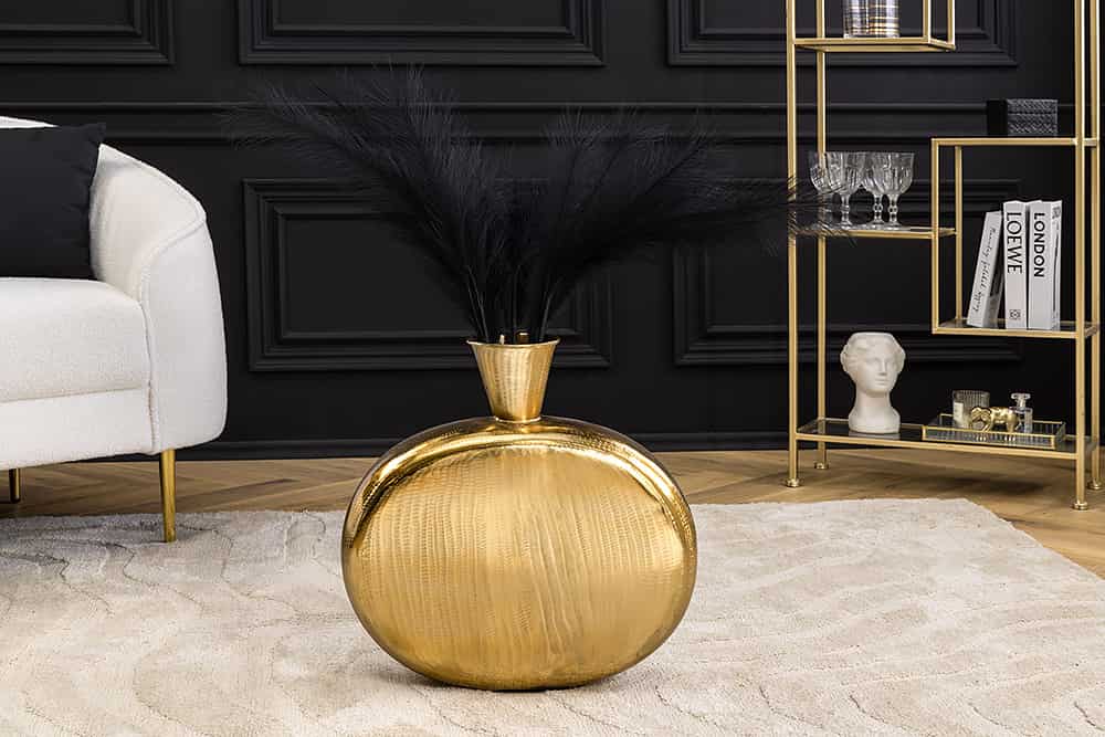 Handgefertigte Vase ORIENT L 50cm gold Metall Hammerschlag Design