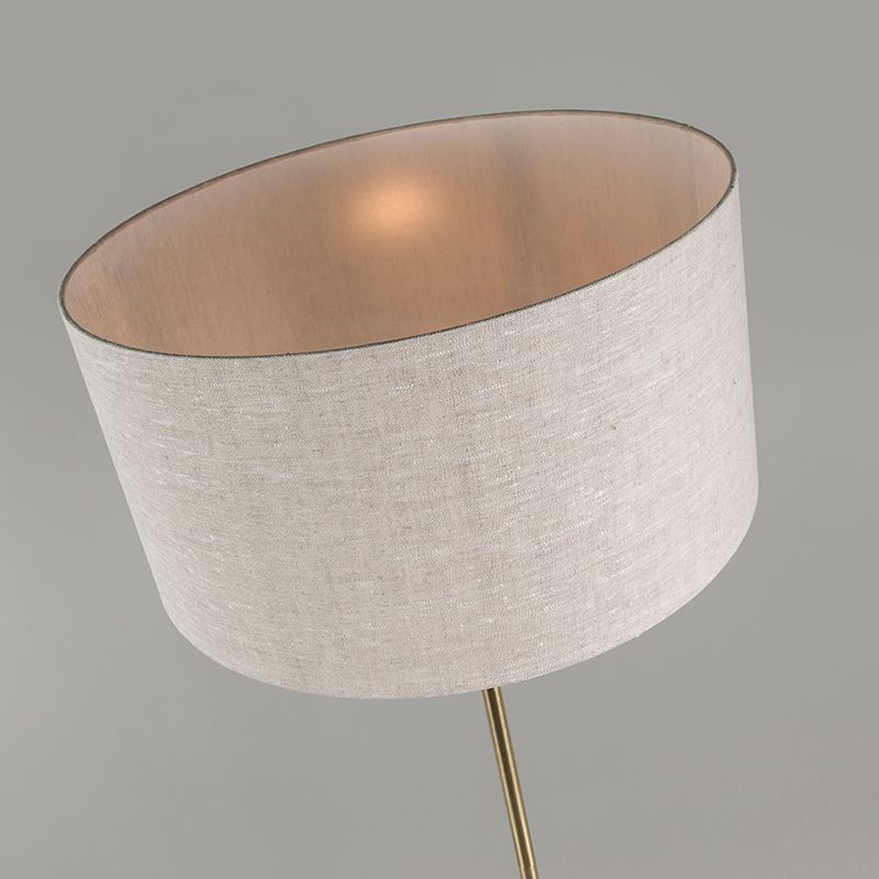 Vloerlamp messing met grijze kap 50 cm - Kaso