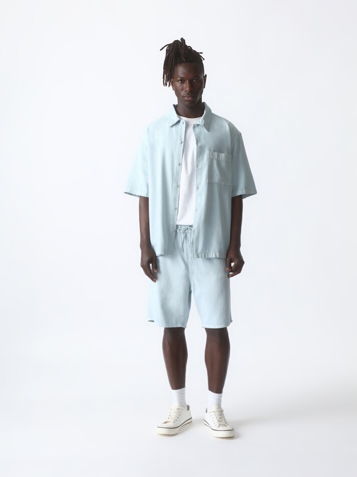 Camisa jeans oversized - Azul claro