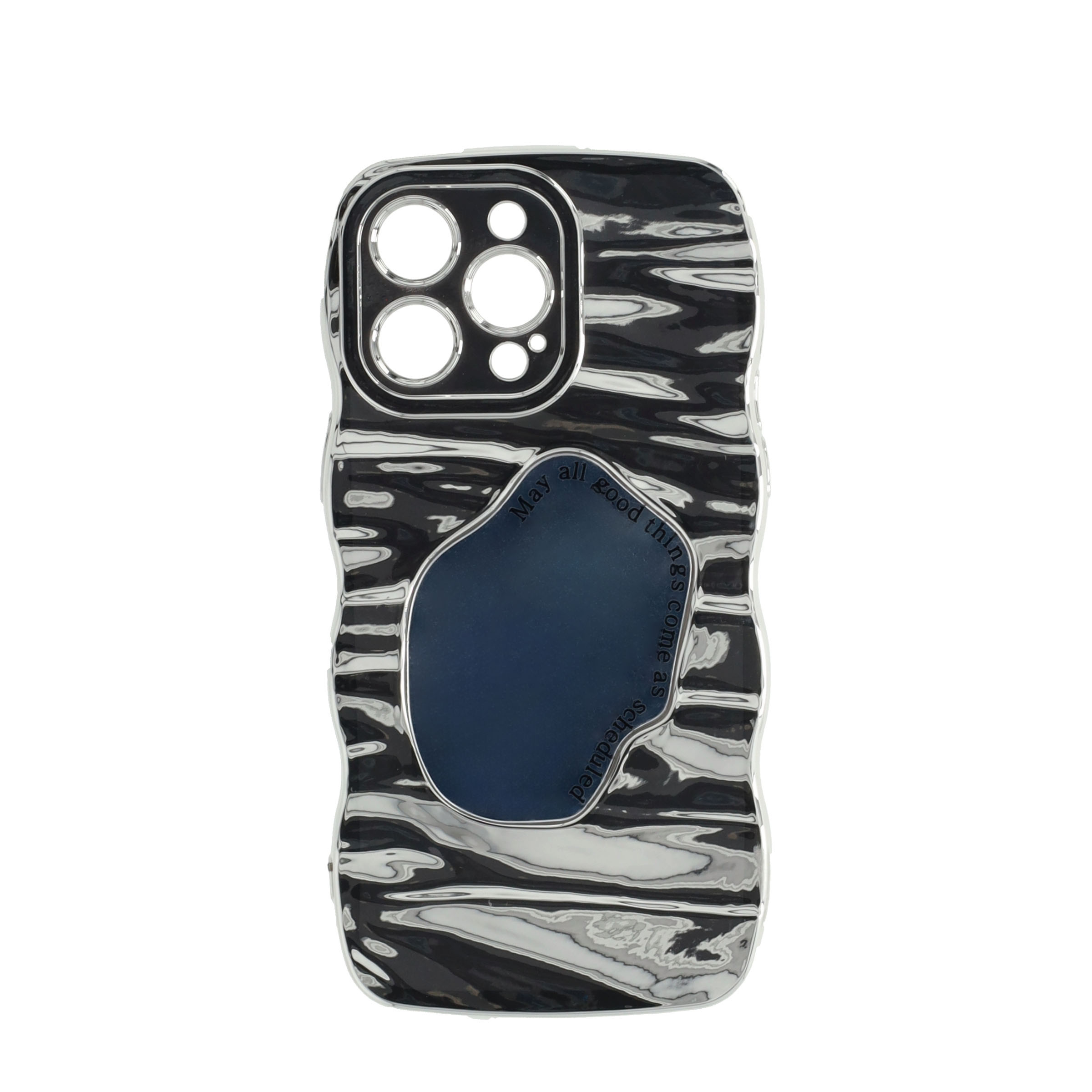 iPhone 14 Pro Max Gummi Case Hülle mit Spiegel und Kameraschutz - Silber