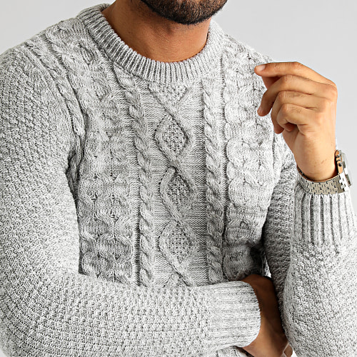 Pull Col Rond Torsades 0251 Gris Clair