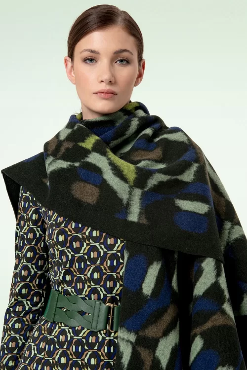 Surkana Jacquard Poncho sjaal in groen
