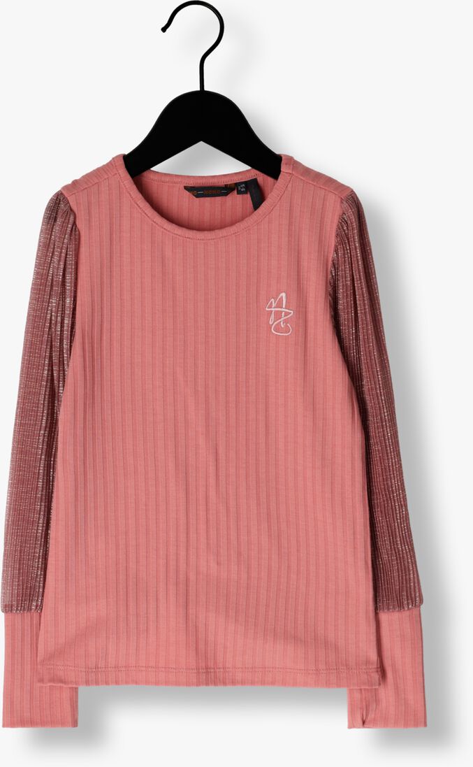 NONO roze nono  kisja girls rib jersey top with contrast sleeves pink