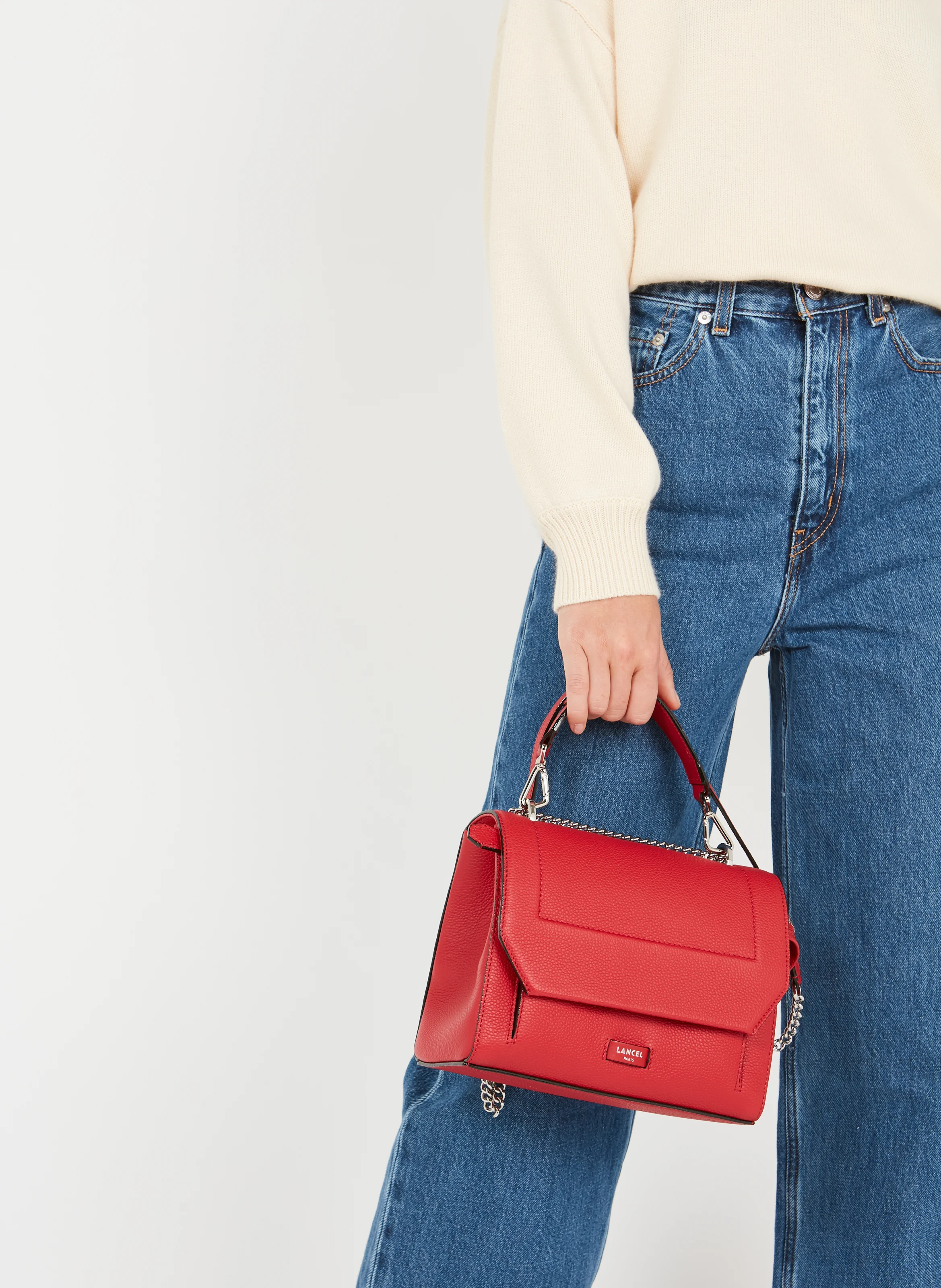 NINON M - Sac à rabat en cuir grainé | Rouge