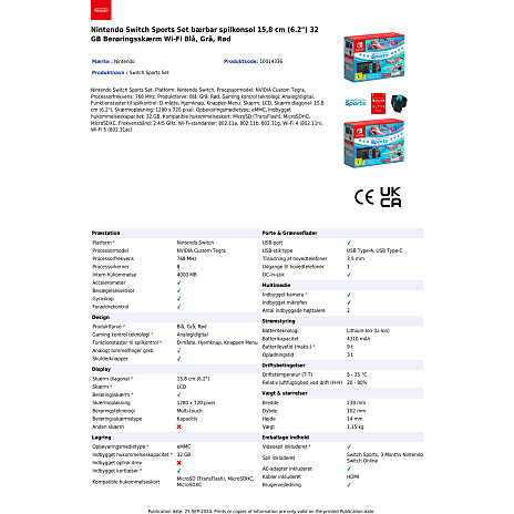 Nintendo Switch Konsol inkl. Nintendo Sports + 12 mdr. Nintendo Switch online medlemskab (download-kode)