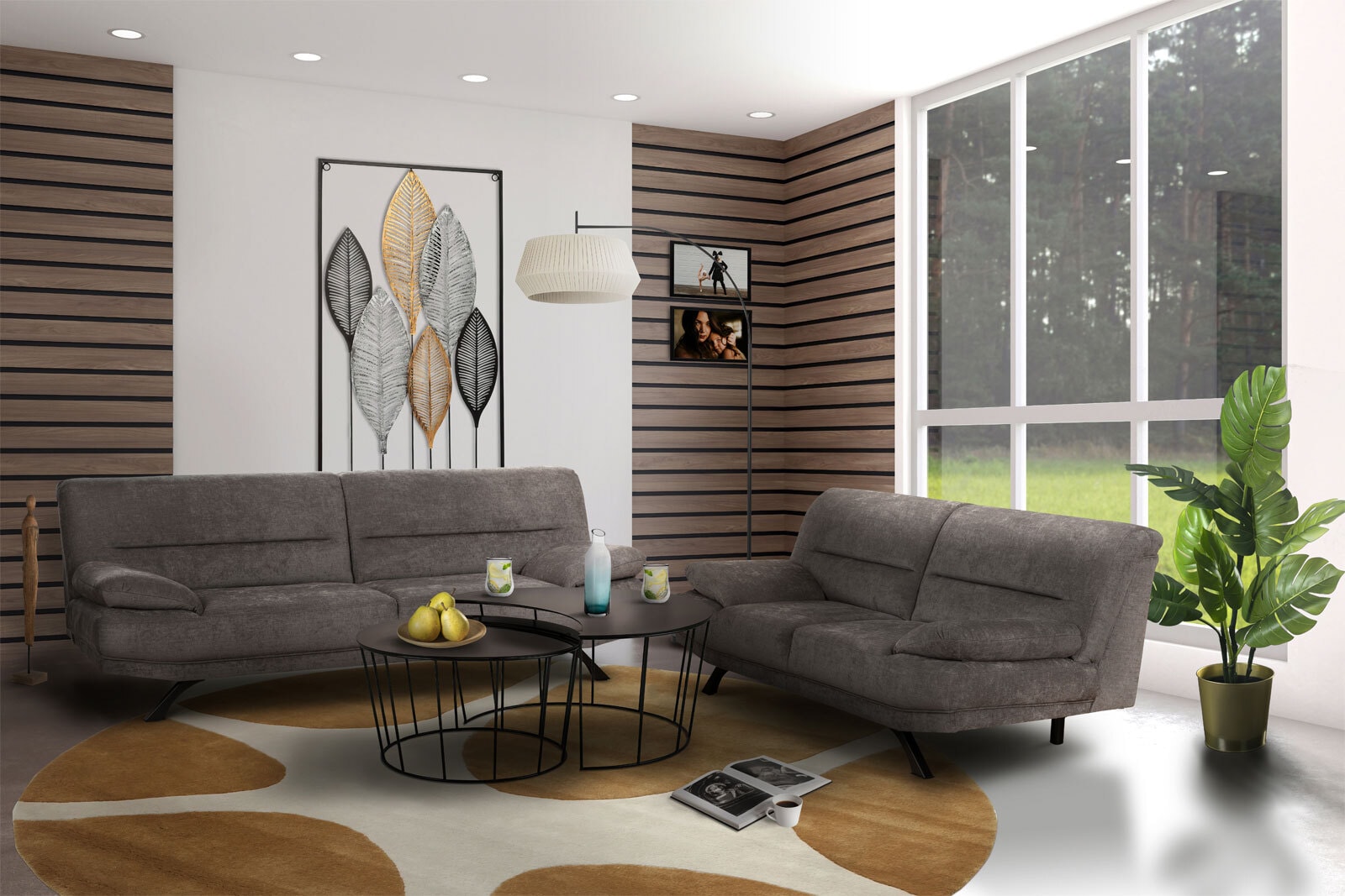 Sofa 3-Sitzer Bruno 230 x 94 cm grau