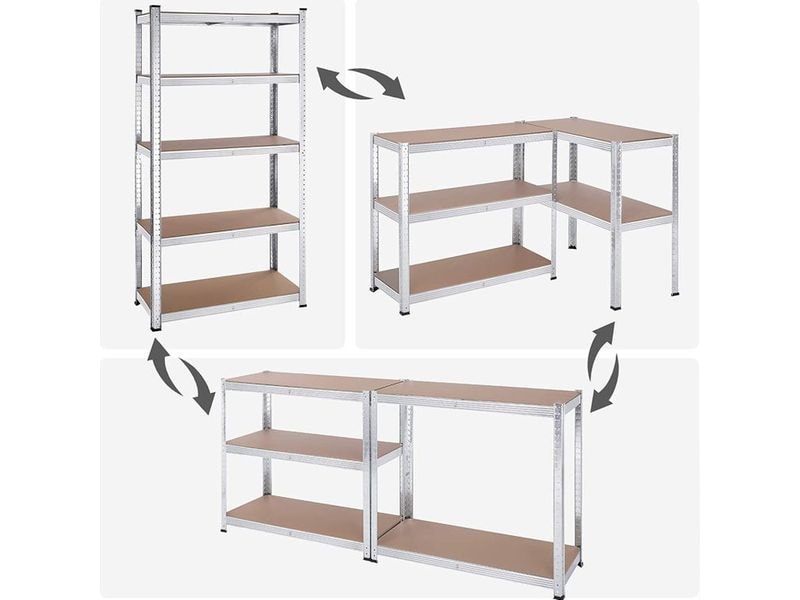 Songmics Regal 2 Stück, Silber Lagerregal
