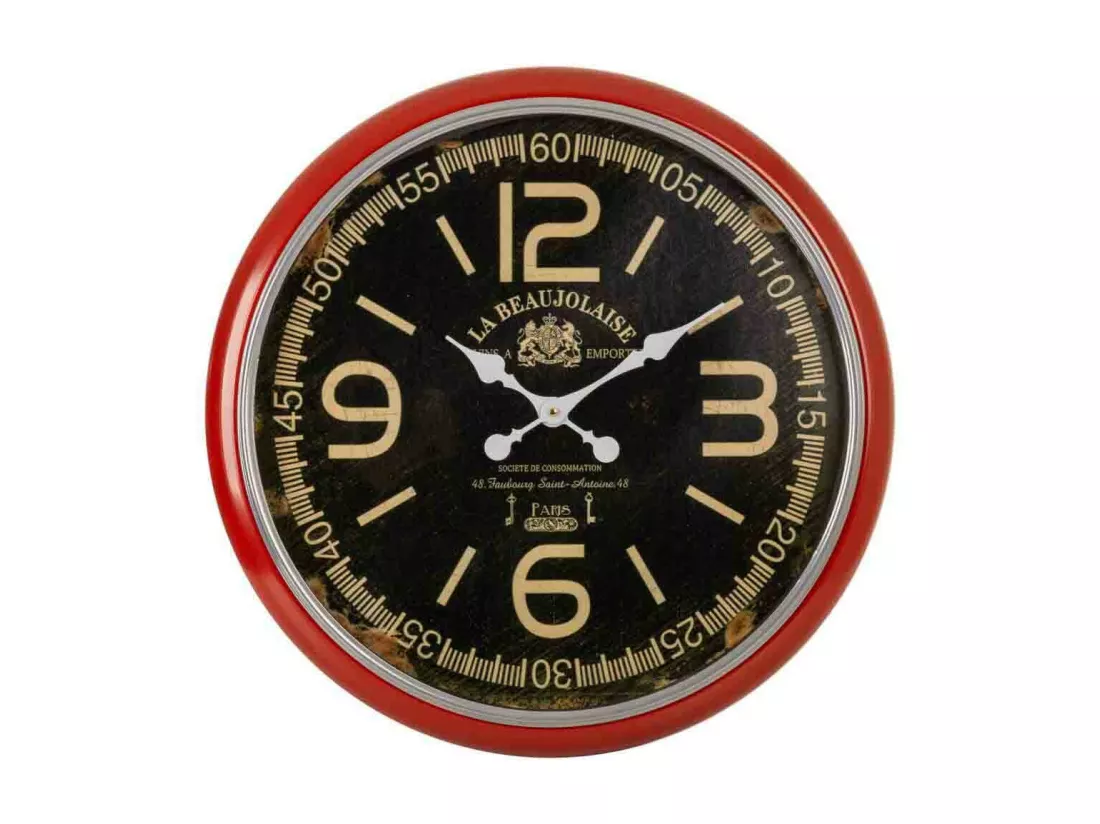 Horloge murale en métal rouge d62x5h