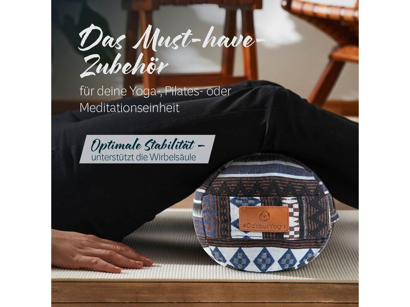 DoYourYoga Yoga-Bolster Tarik, Dinkelspelz, Mehrfarbig/Brau Yogarolle