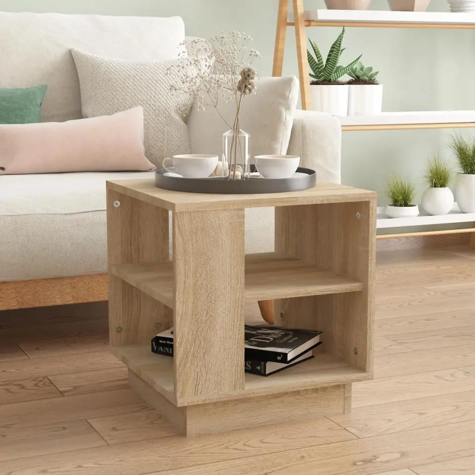 vidaXL Bijzettafel - Salontafel - 2 schappen - Sonoma eiken - Hout - 40x40x43 cm