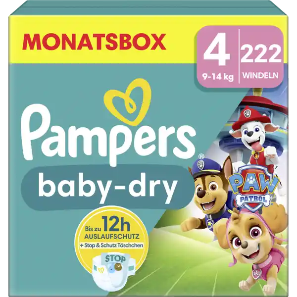 Baby dry Windeln Gr.4 Maxi (9-14 kg) Monatsbox Paw Patrol
