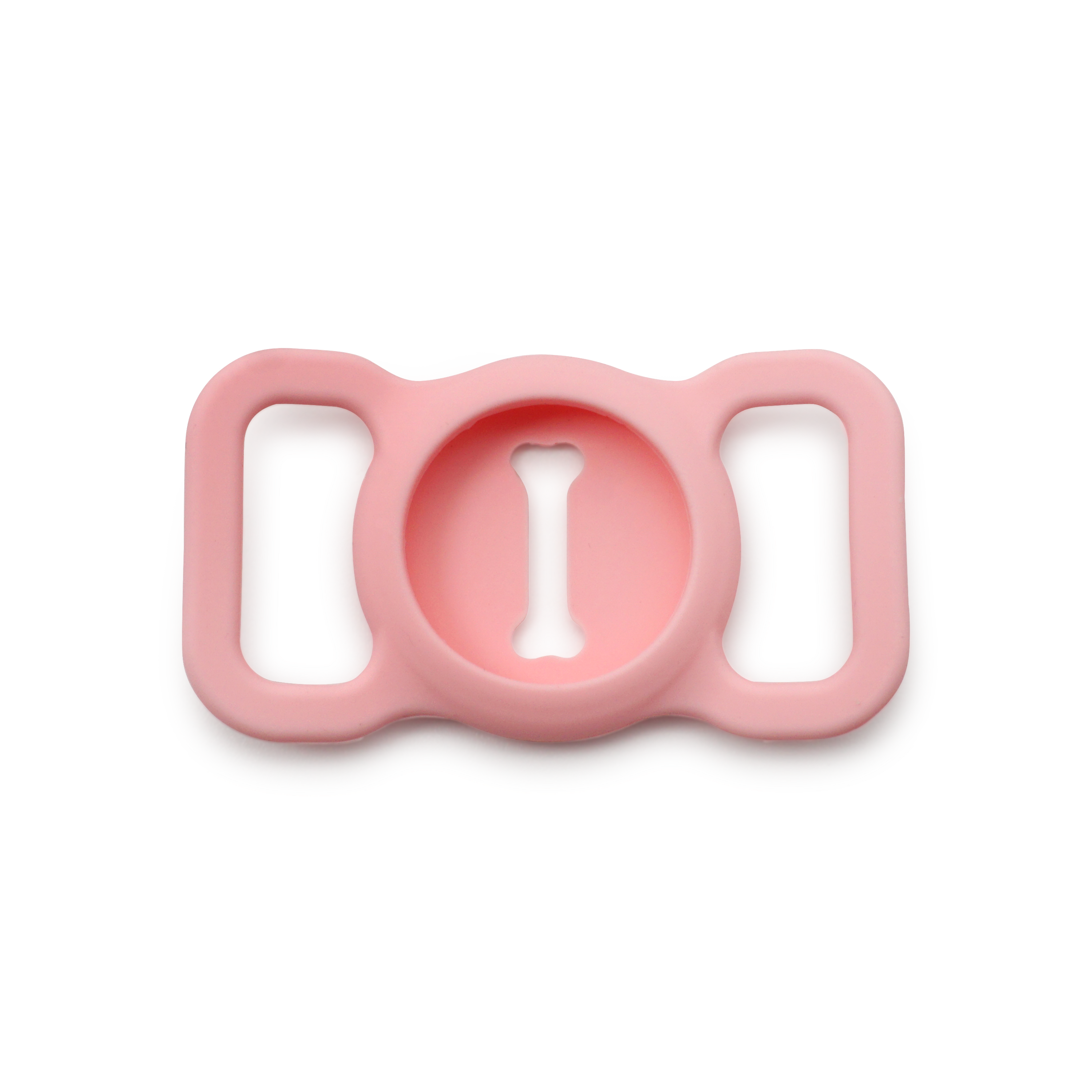 Apple AirTag Silikon Case Hülle Halsband Halterung für Haustiere im Knochen Design (Hund / Katze) - Rosa