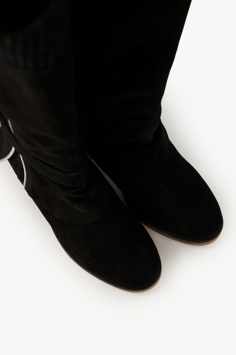 Lederstiefel, Strickeinsatz, Wechselfußbett, Weite H