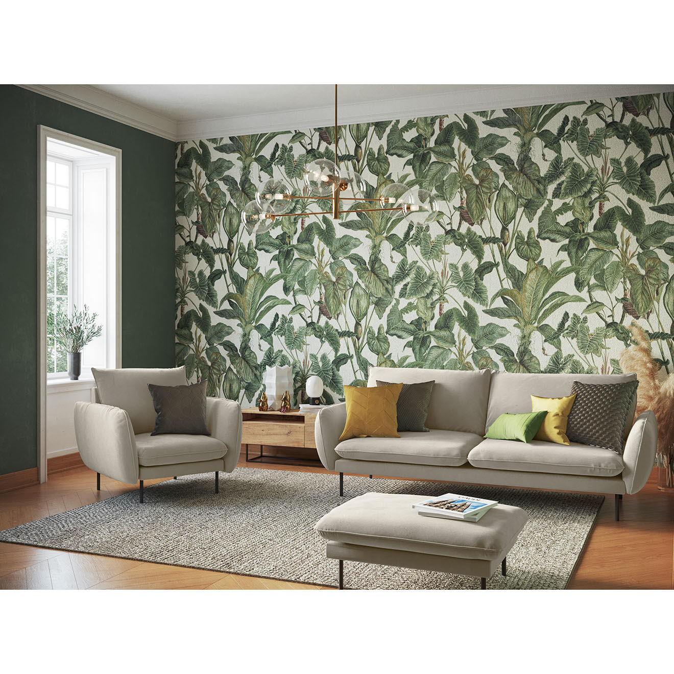 Cosmopolitan Design Fauteuil en Velours Vienna beige - 95x92x95 cm